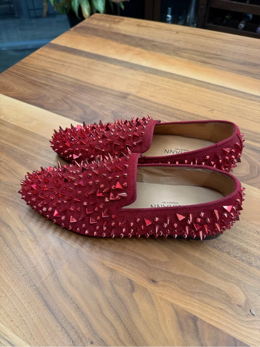 Red Studded Mens loafer